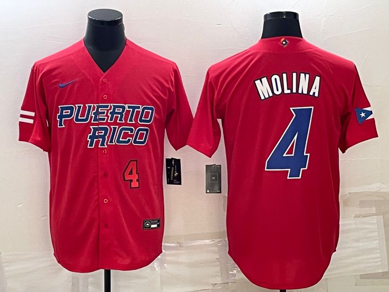 Men 2023 World Cub 4 Molina Red Nike MLB Jersey3